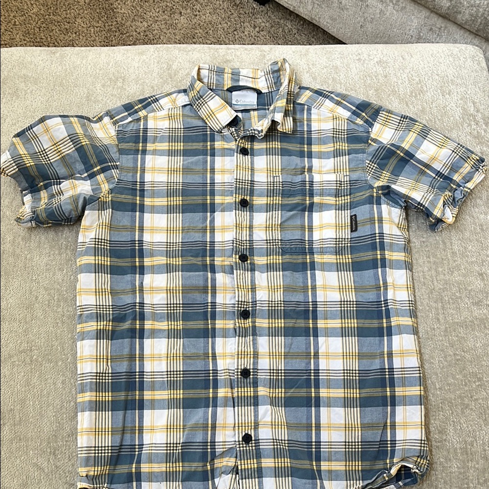 Men's Plaid Shirt in Blue and Yellow